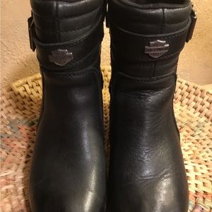 Harley Davidson 7M Saffron Black Leather Motorcycle Biker Boots